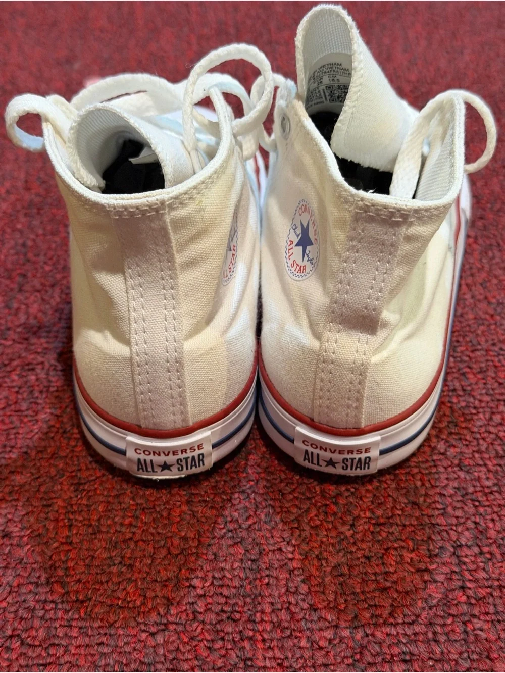 Converse Kids Cream Canvas Sneakers with Red Accent